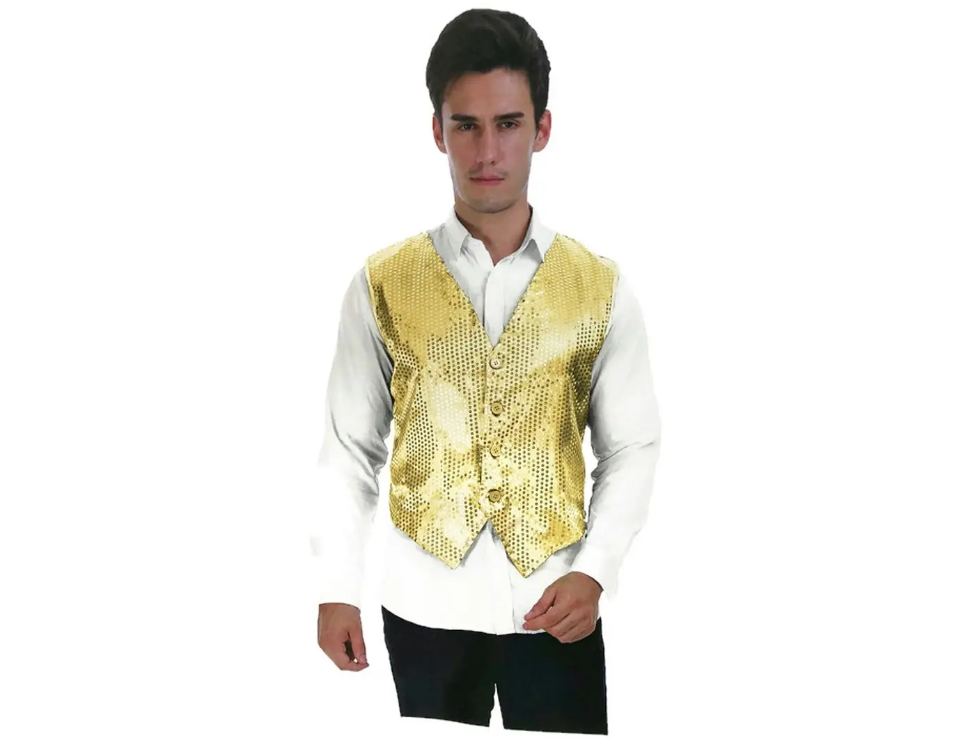 Mens Premium SEQUIN VEST Waistcoat Dance Costume Disco Sparkle Deluxe