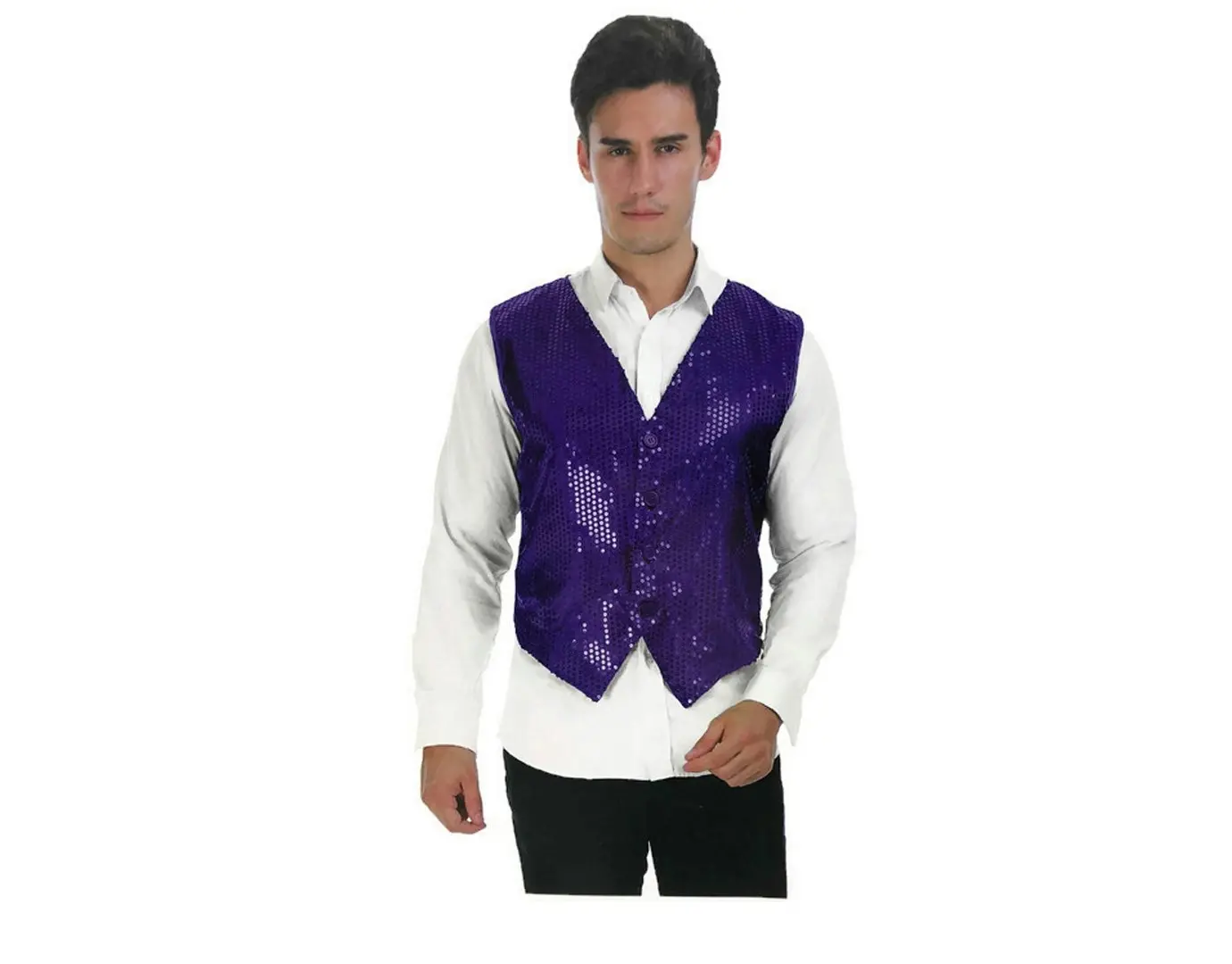 Mens Premium SEQUIN VEST Waistcoat Dance Costume Disco Sparkle Deluxe