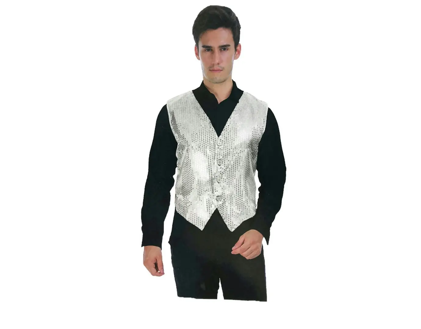 Mens Premium SEQUIN VEST Waistcoat Dance Costume Disco Sparkle Deluxe