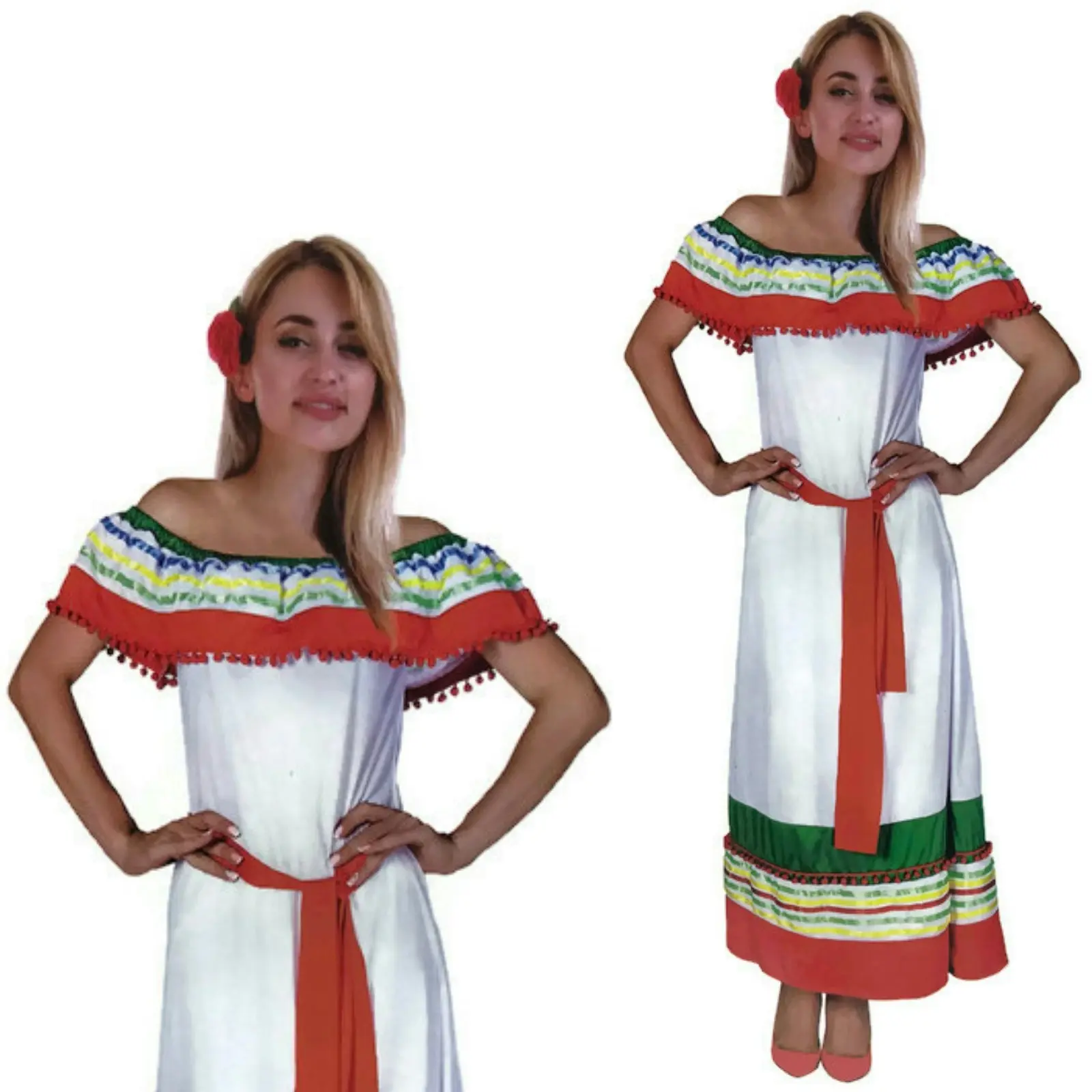 Womens Ladies MEXICAN COSTUME DRESS Spanish Fiesta Fancy Party