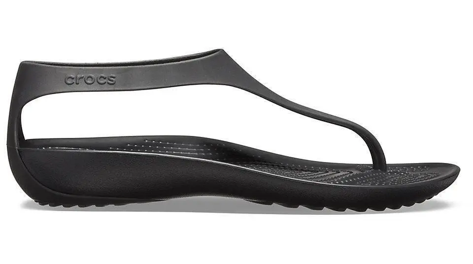 Crocs Womens Serena Flip Flop Thongs Summer Beach Shoes Sandals - Black/Black