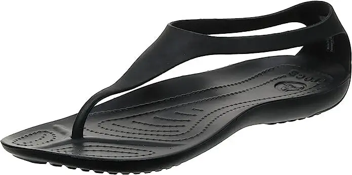 Crocs Womens Serena Flip Flop Thongs Summer Beach Shoes Sandals - Black/Black