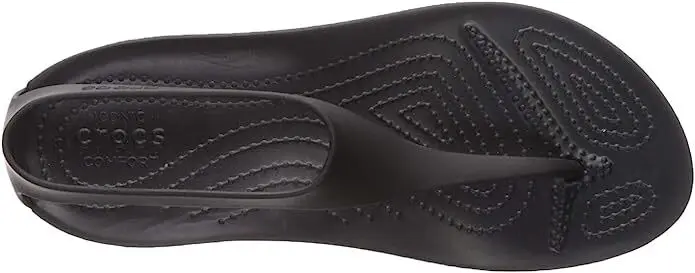 Crocs Womens Serena Flip Flop Thongs Summer Beach Shoes Sandals - Black/Black