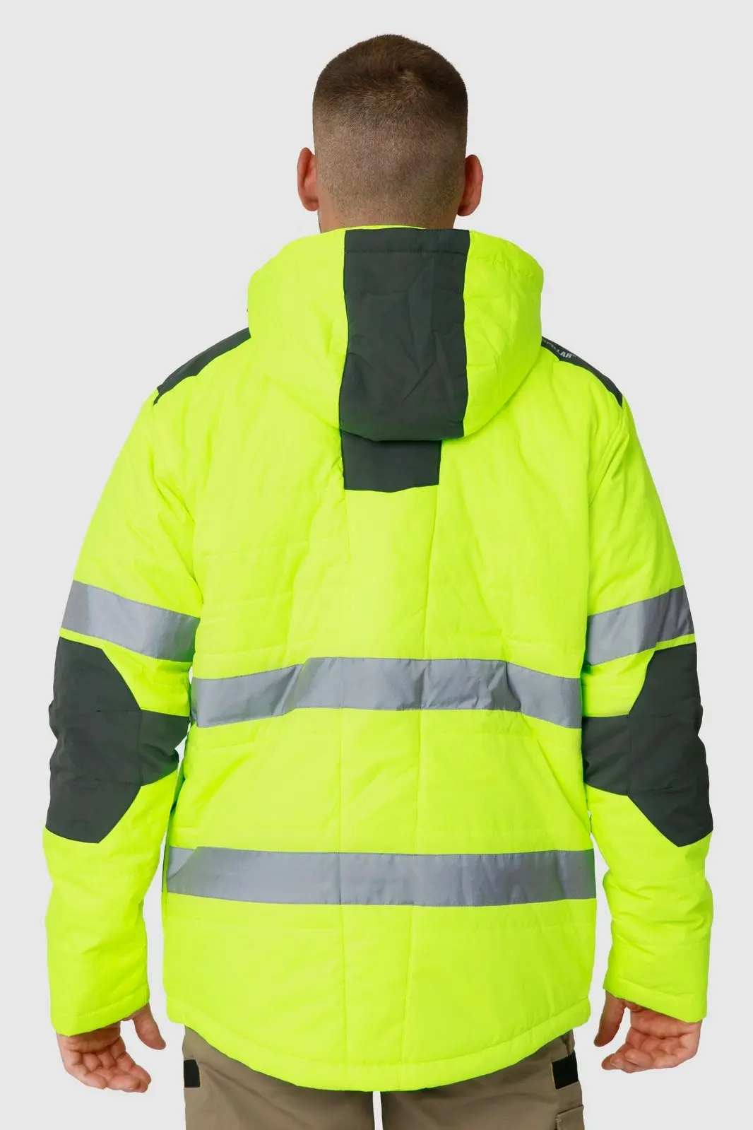 Caterpillar Mens Boreas Hi-Vis Puffer Jacket w Hood Water Resistant CAT - Yellow