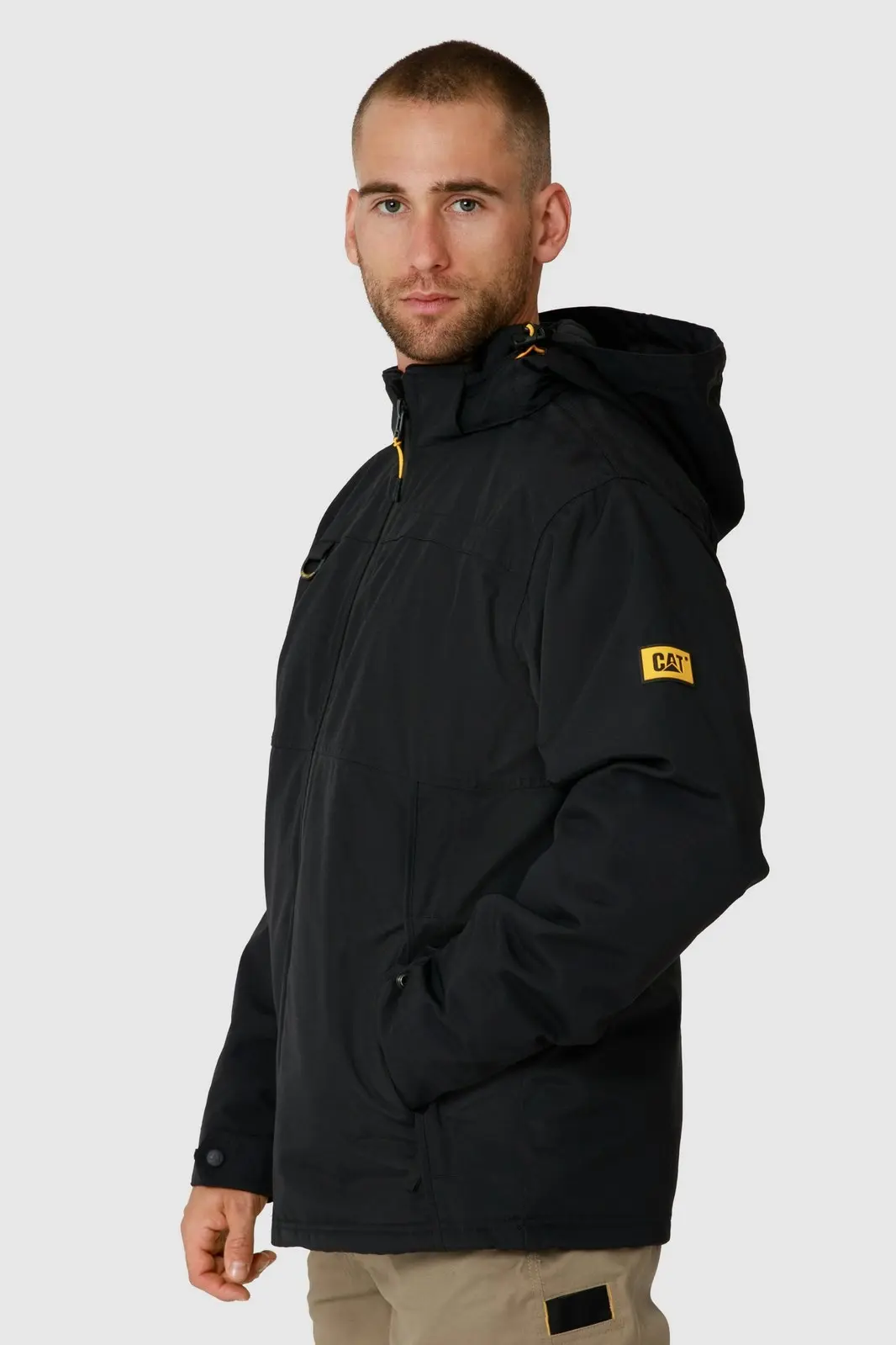 Caterpillar Mens Waterproof Zip Jacket w Hood Chinook CAT Winter Ski - Black