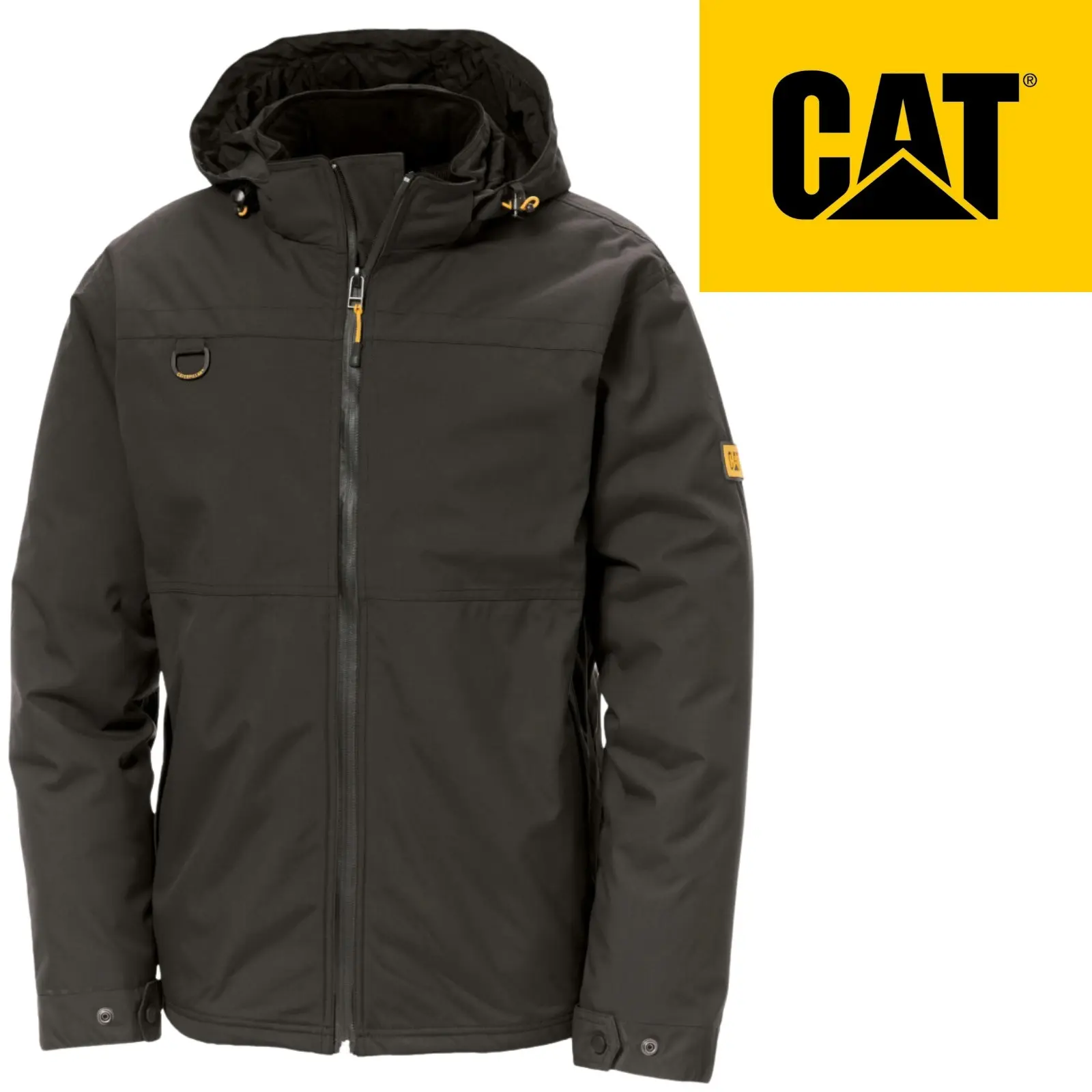 Caterpillar Mens Waterproof Zip Jacket w Hood Chinook CAT Winter Ski - Black