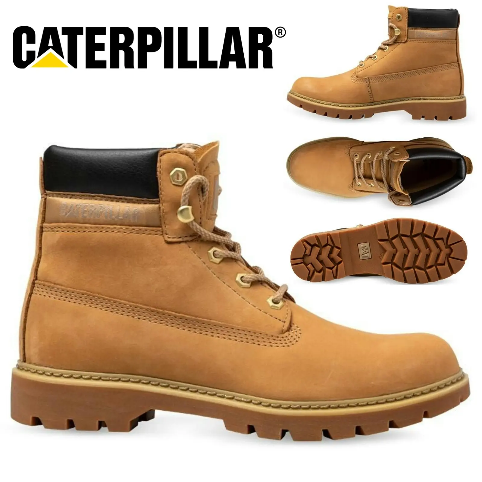 Cat Caterpillar Womens Lyric Boots Leather Lace Up Boot Shoes - Honey Reset