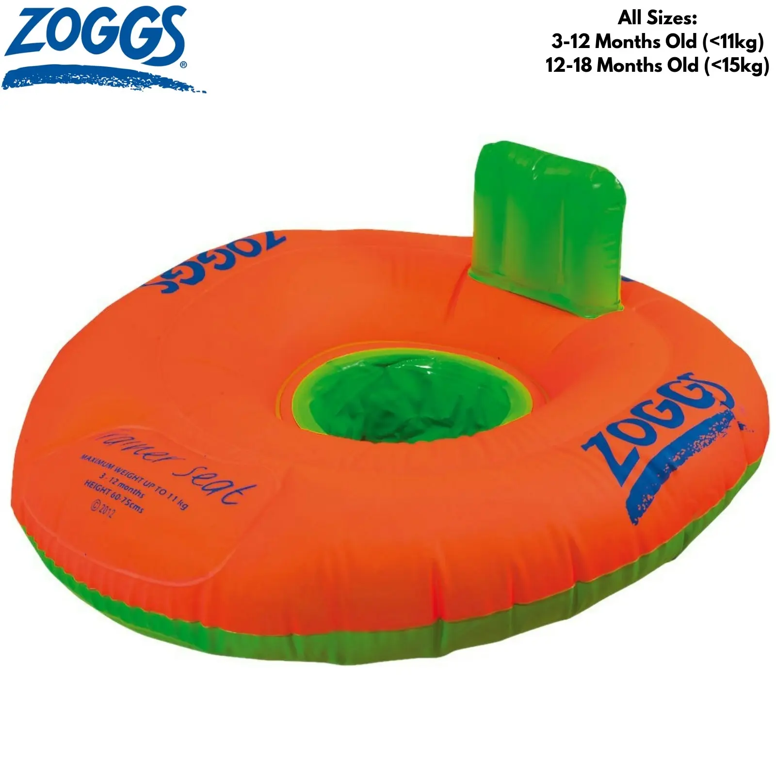 Zoggs Stage 1 Trainer Seat Childrens Swimming Floatie Zoggy Kids Learn Training Inflatable