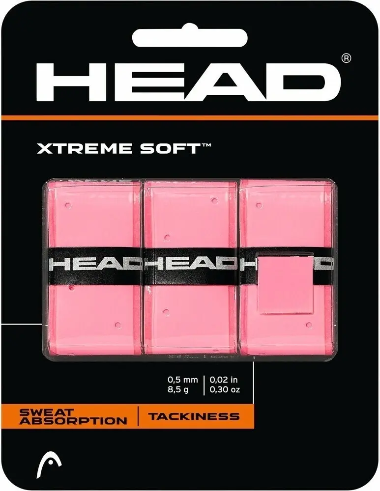 Pack of 3 Head XtremeSoft Overgrip Tennis Squash Over Grip Super Tacky Anti-Slip