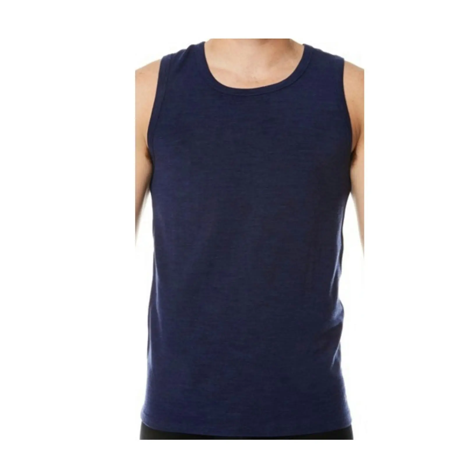 Merino Skins Mens Thermal Tank Top Singlet Thermals Warm Winter Base Layer - Navy