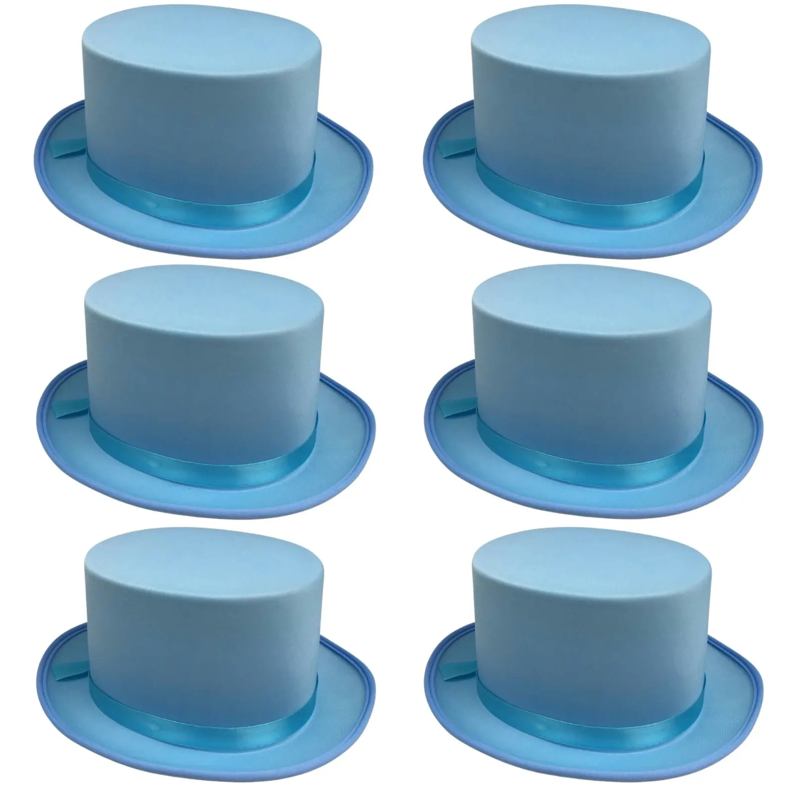 6x SATIN TOP HAT Costume Party Cap Fancy Dress Trilby Fedora One Size BULK