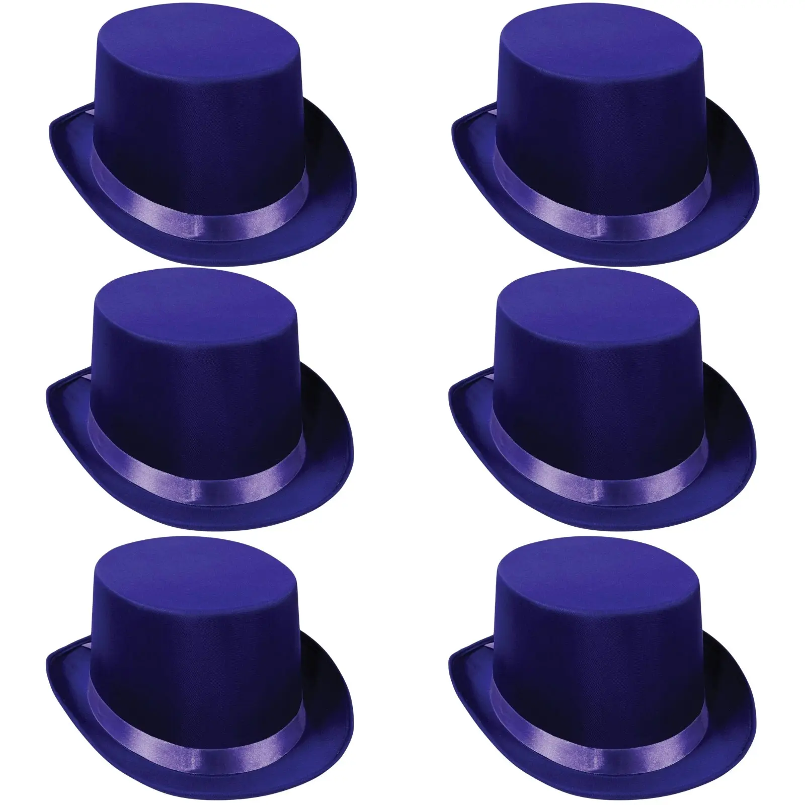 6x SATIN TOP HAT Costume Party Cap Fancy Dress Trilby Fedora One Size BULK