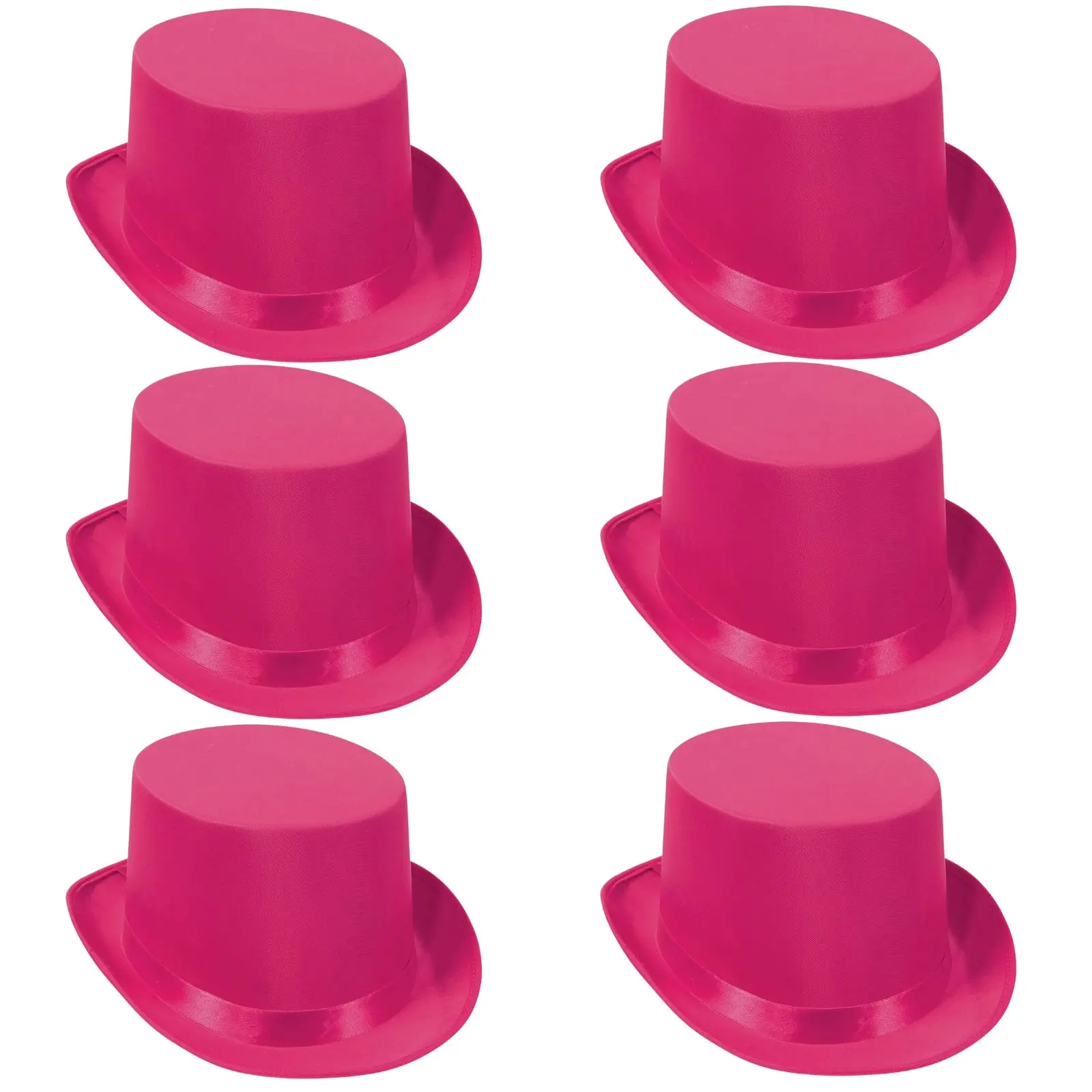 6x SATIN TOP HAT Costume Party Cap Fancy Dress Trilby Fedora One Size BULK