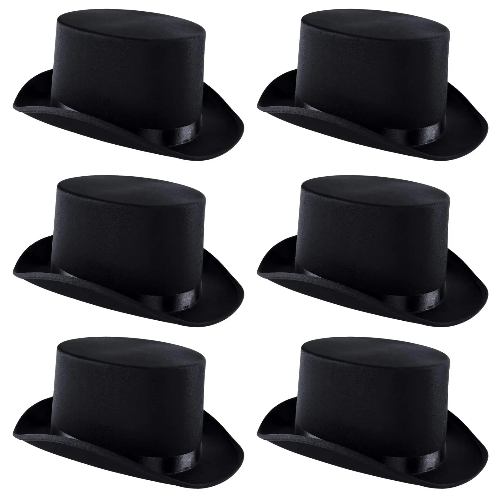 6x SATIN TOP HAT Costume Party Cap Fancy Dress Trilby Fedora One Size BULK