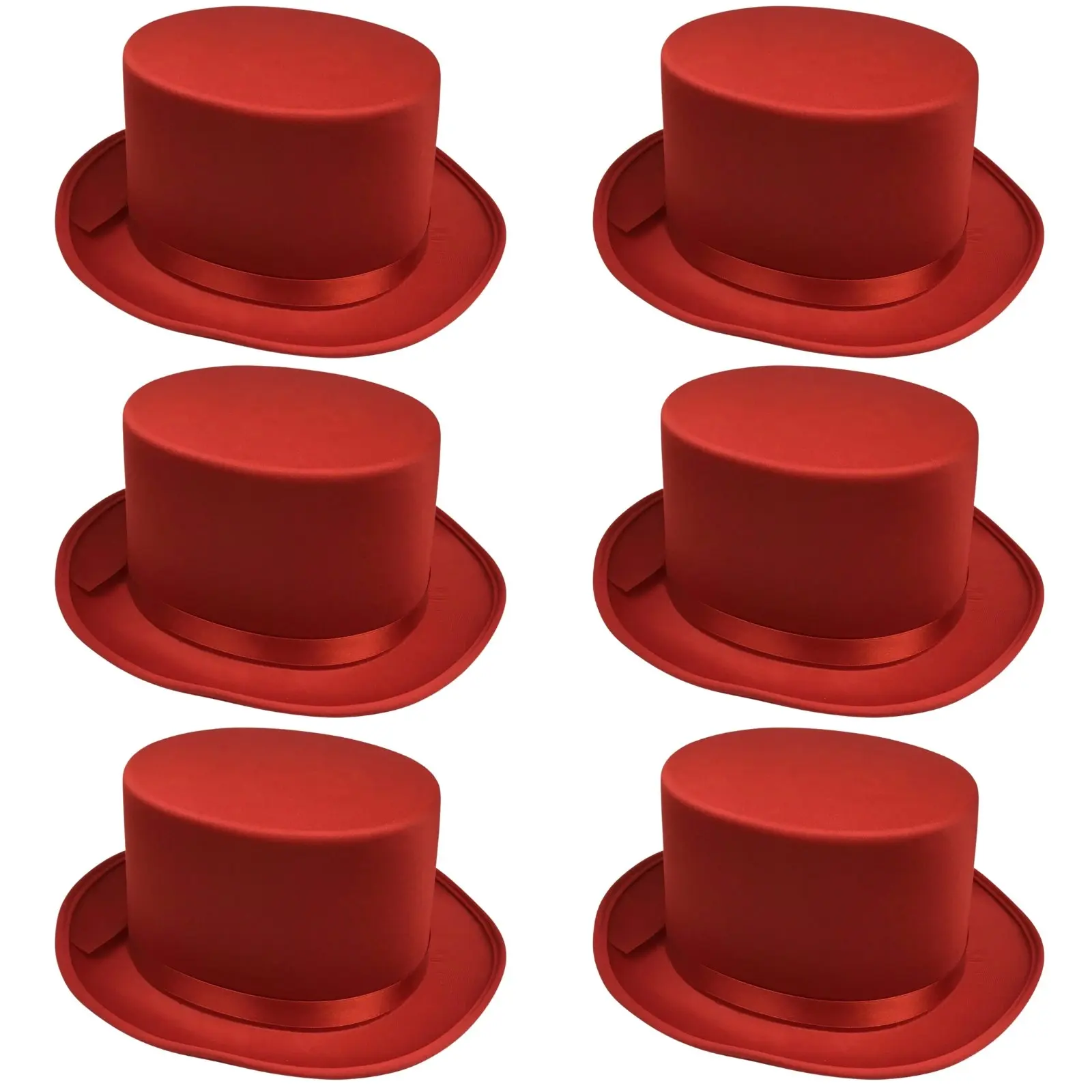 6x SATIN TOP HAT Costume Party Cap Fancy Dress Trilby Fedora One Size BULK