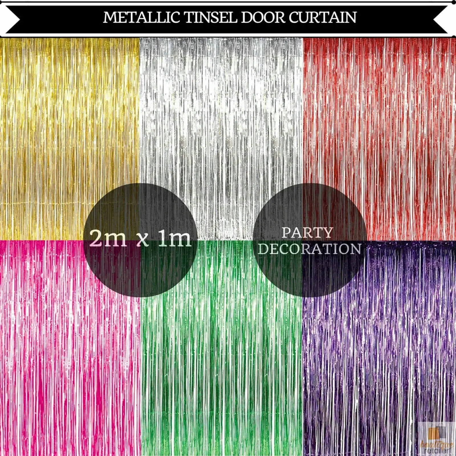 Tinsel Curtain Foil Metallic Fringe Backdrop Party Door Decorations (200cm x 100cm)