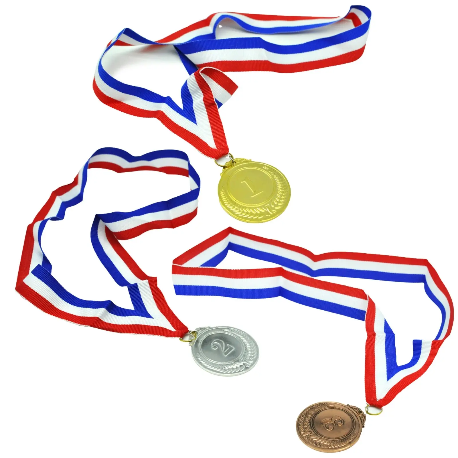 Set of 3 Gold Silver Bronze Medals Sports Day Awards School Events Olympics Parties