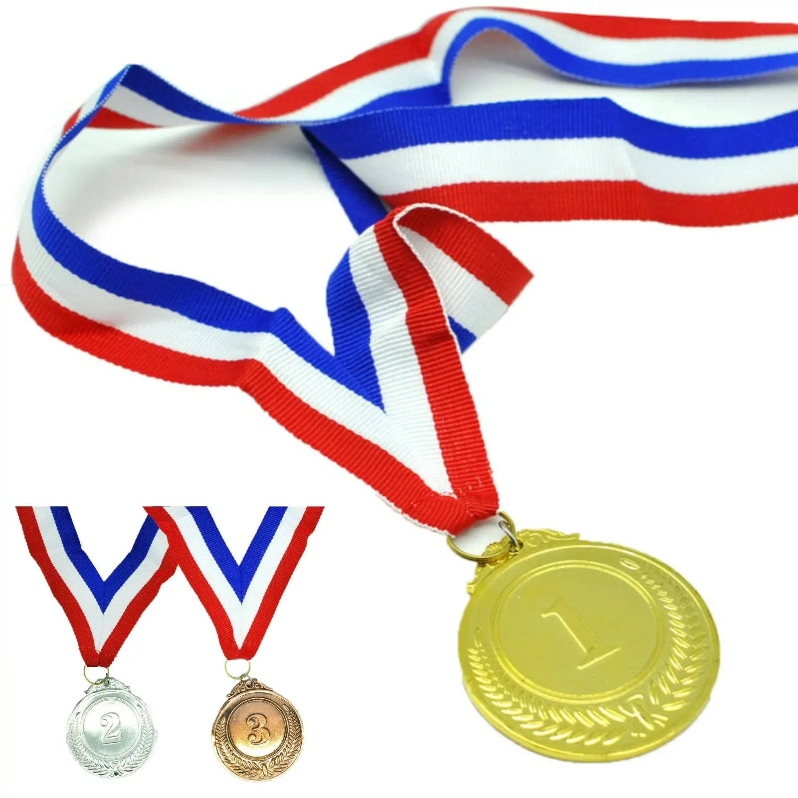 Set of 3 Gold Silver Bronze Medals Sports Day Awards School Events Olympics Parties