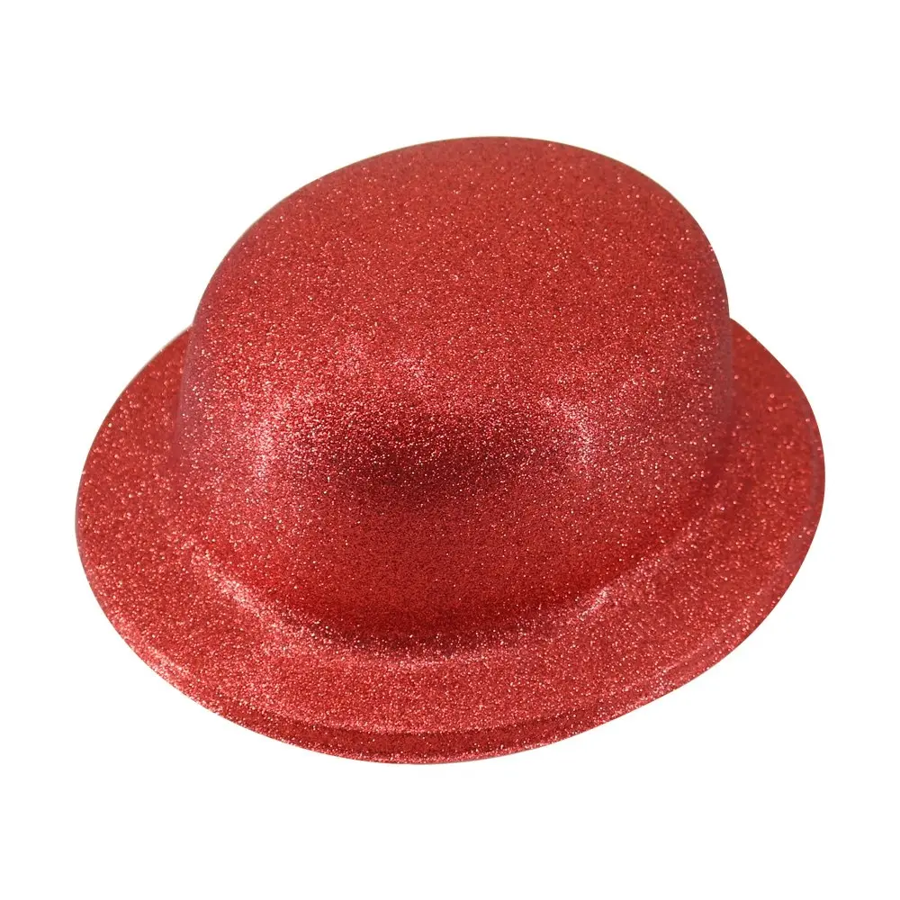 GLITTER BOWLER HAT Fancy Party Plastic Costume Cap Fun Dress Up Sparkle