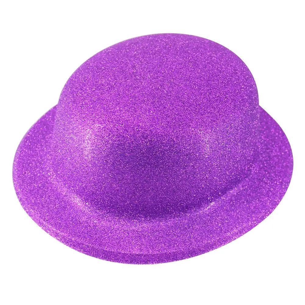 GLITTER BOWLER HAT Fancy Party Plastic Costume Cap Fun Dress Up Sparkle