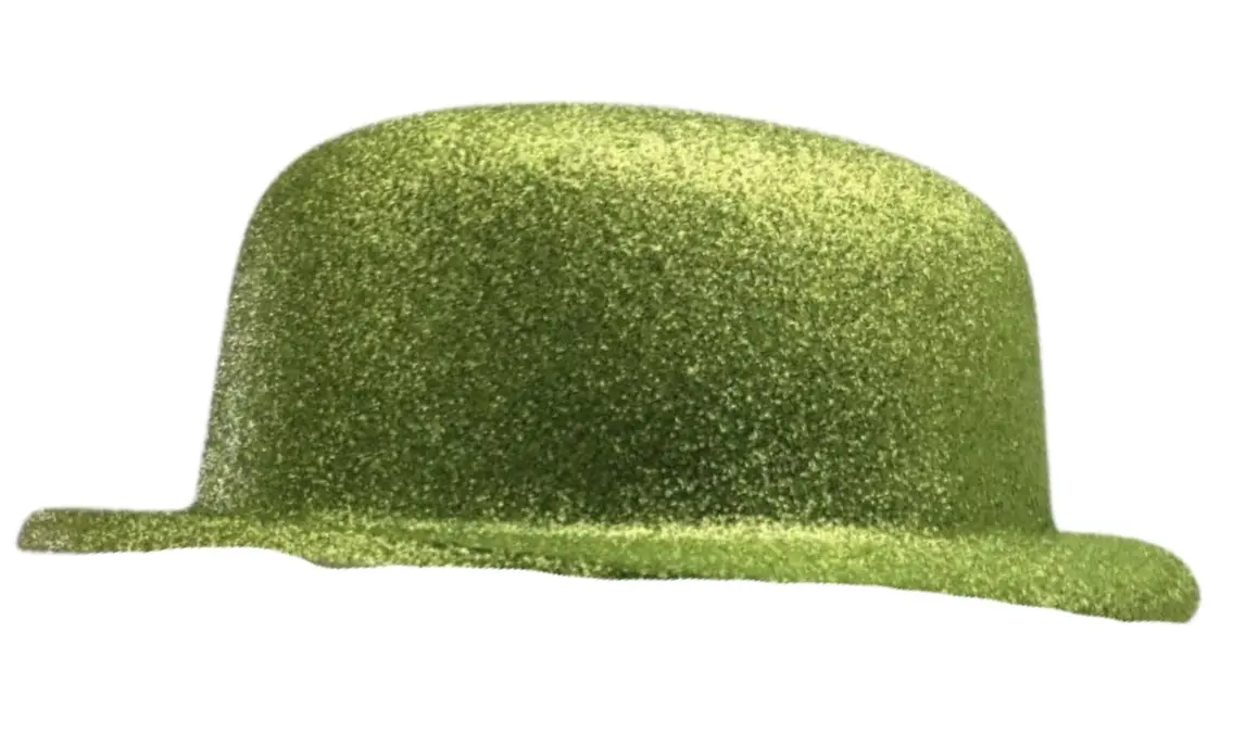 GLITTER BOWLER HAT Fancy Party Plastic Costume Cap Fun Dress Up Sparkle