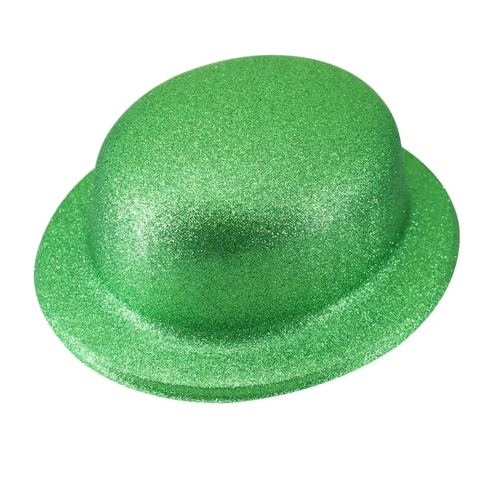 GLITTER BOWLER HAT Fancy Party Plastic Costume Cap Fun Dress Up Sparkle