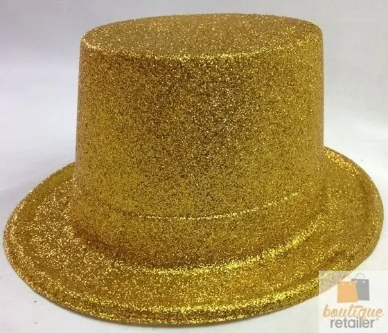 12x GLITTER TOP HAT Fancy Party Plastic Costume Tall Cap Fun Dress Up BULK