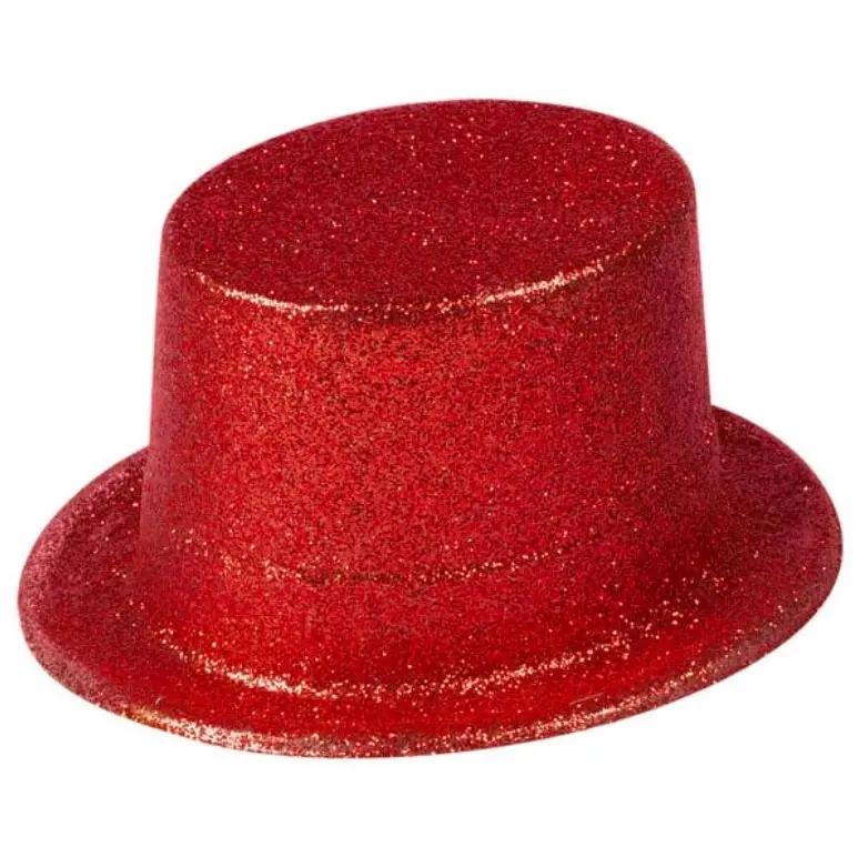 12x GLITTER TOP HAT Fancy Party Plastic Costume Tall Cap Fun Dress Up BULK