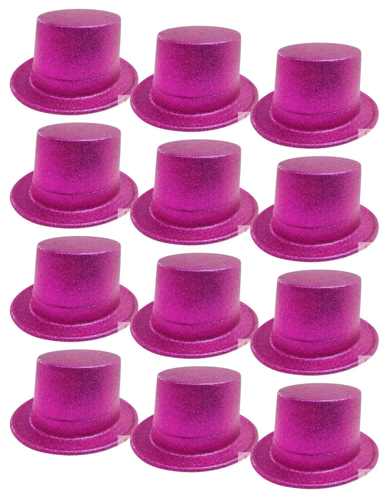 12x GLITTER TOP HAT Fancy Party Plastic Costume Tall Cap Fun Dress Up BULK