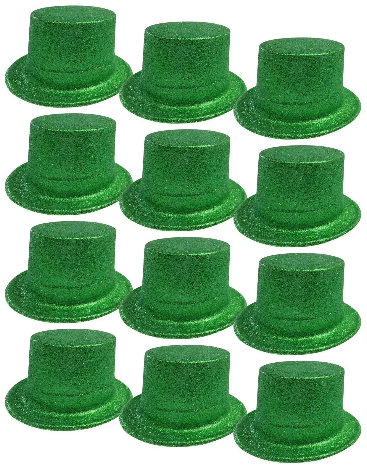 12x GLITTER TOP HAT Fancy Party Plastic Costume Tall Cap Fun Dress Up BULK