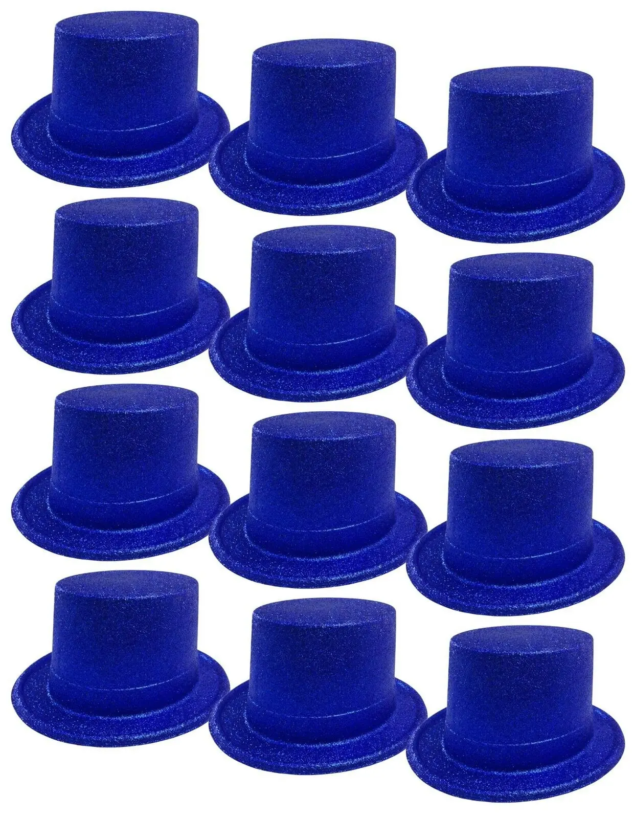 12x GLITTER TOP HAT Fancy Party Plastic Costume Tall Cap Fun Dress Up BULK