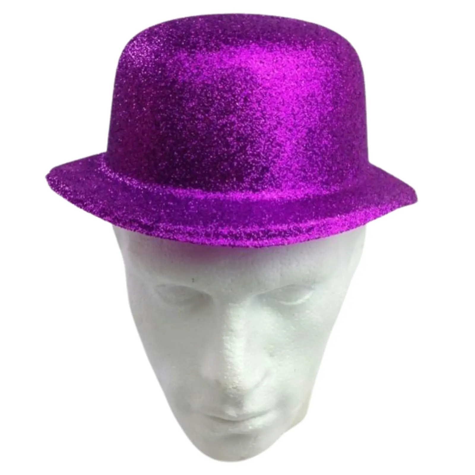 12x GLITTER BOWLER HAT Fancy Party Plastic Costume Cap Fun Dress Up Sparkle BULK