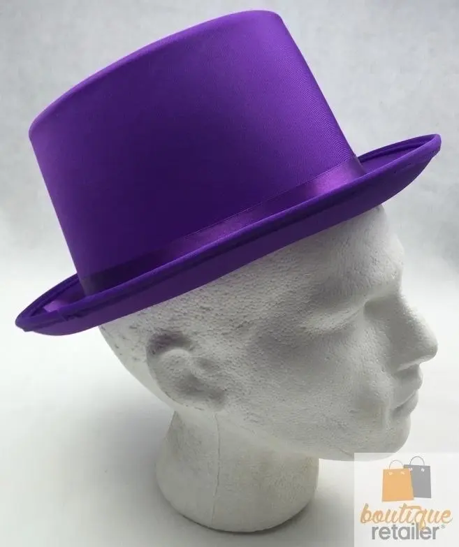 2x SATIN TOP HAT Costume Party Cap Fancy Dress Trilby Fedora One Size