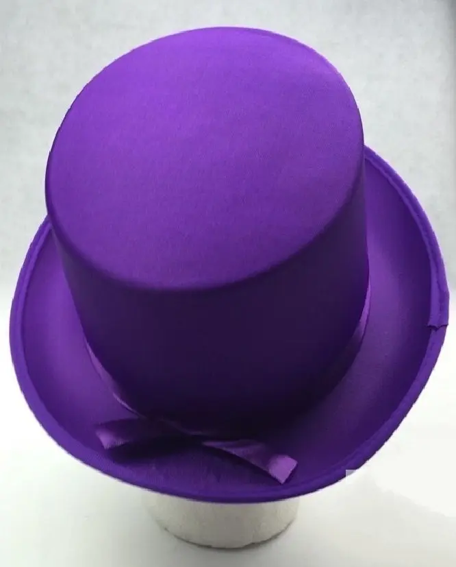 2x SATIN TOP HAT Costume Party Cap Fancy Dress Trilby Fedora One Size