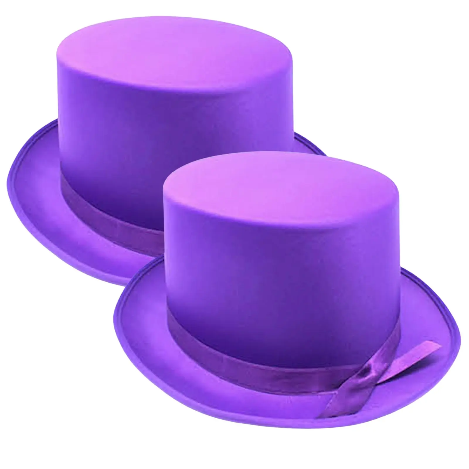 2x SATIN TOP HAT Costume Party Cap Fancy Dress Trilby Fedora One Size