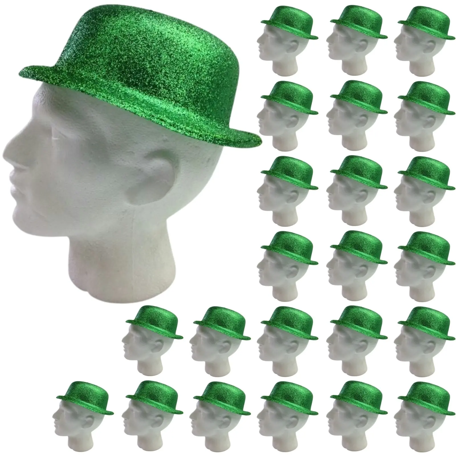 24x GLITTER BOWLER HAT Fancy Party Plastic Costume Cap Fun Dress Up Sparkle BULK