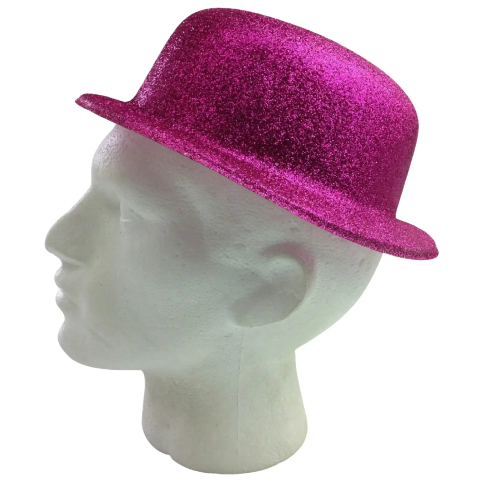 24x GLITTER BOWLER HAT Fancy Party Plastic Costume Cap Fun Dress Up Sparkle BULK