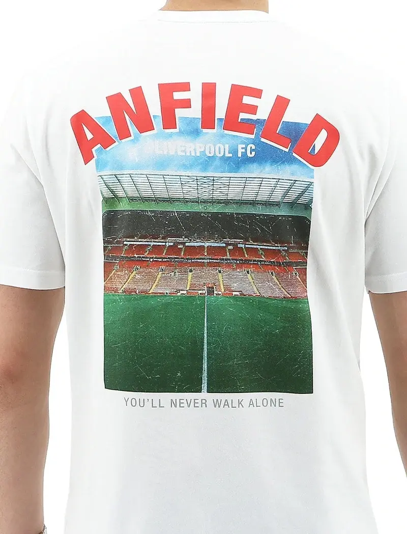 Liverpool FC Mens Crew T Shirt Tee Top Soccer Football - White Anfield