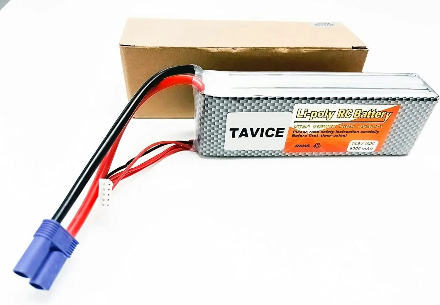 Tavice 4S Lipo Battery 6000mAh 14.8V 100C with EC5 Plug Soft Case for RC Plane Quadcopter Airplane Helicopter RC Car Truck RC Boat