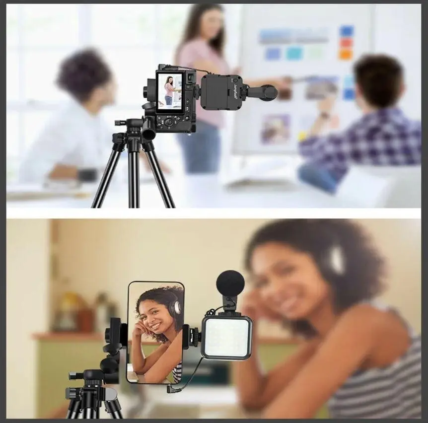 Vlogging Kit LED Light Mobile Phone Video Selfie Stand Holder Tripod