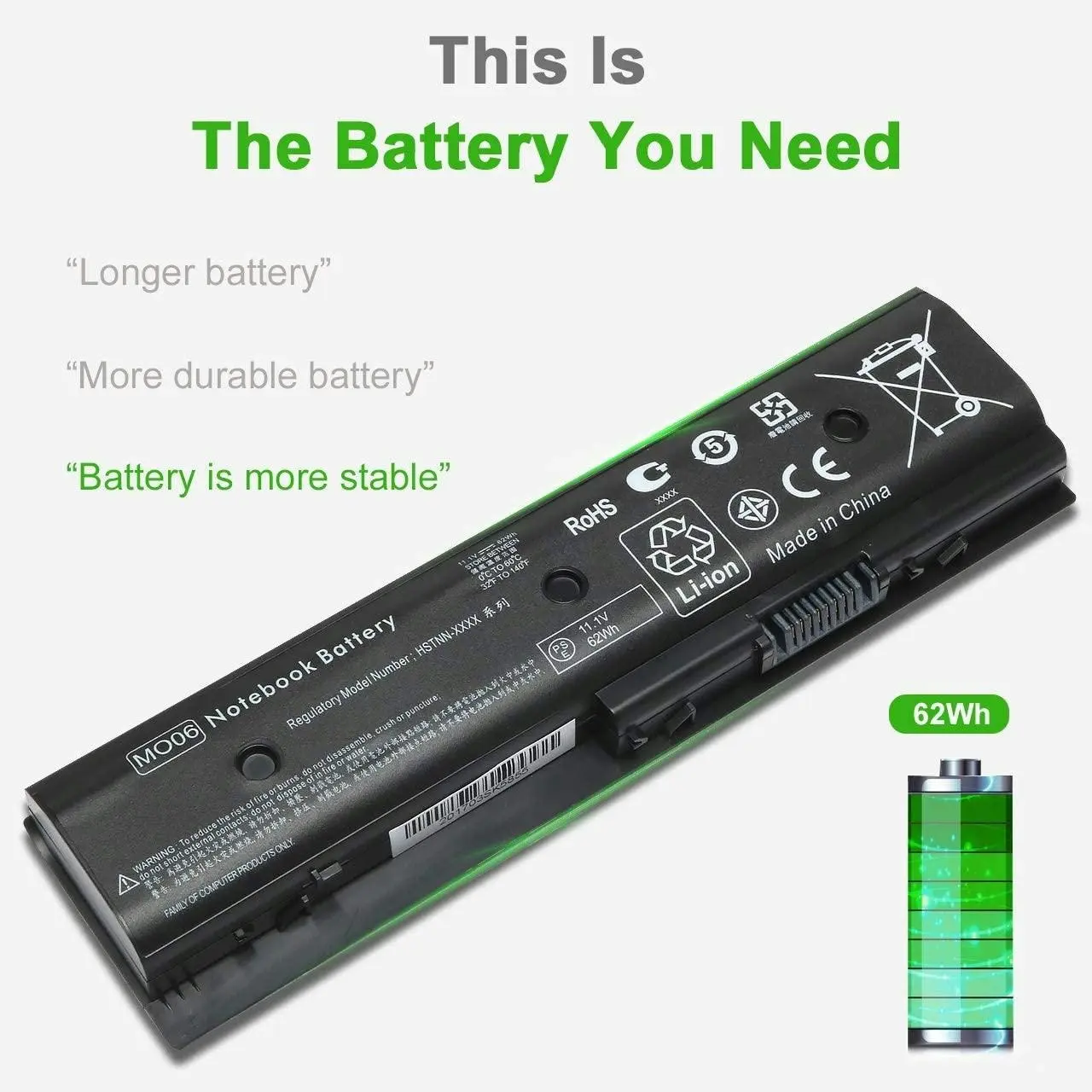 MO06 MO09 Laptop Battery Compatible HP Pavilion DV4-5000 DV6-7000 DV7-7000 Envy DV4-5200 Series M6-1045DX M6-1035DX M6-1125DX 671731-001 671567-421