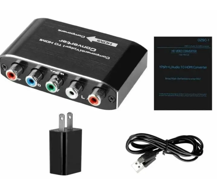 Component Video & L/R RCA Stereo Audio to HDMI Converter Adapter for DVD Xbox PS