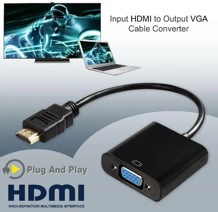 HDMI Male to VGA Female 1080p Adapter Video Cable Converter