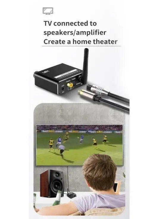 Coaxial Fiber Optic Bluetooth 5.0 Receiver Digital to Analog Audio Converter