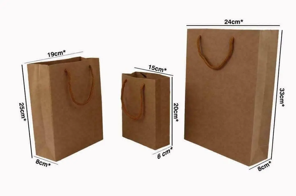 50x STRONG Kraft Paper Bags , Gift Carry Craft Brown Bag with Handles | 24x33x8cm Size