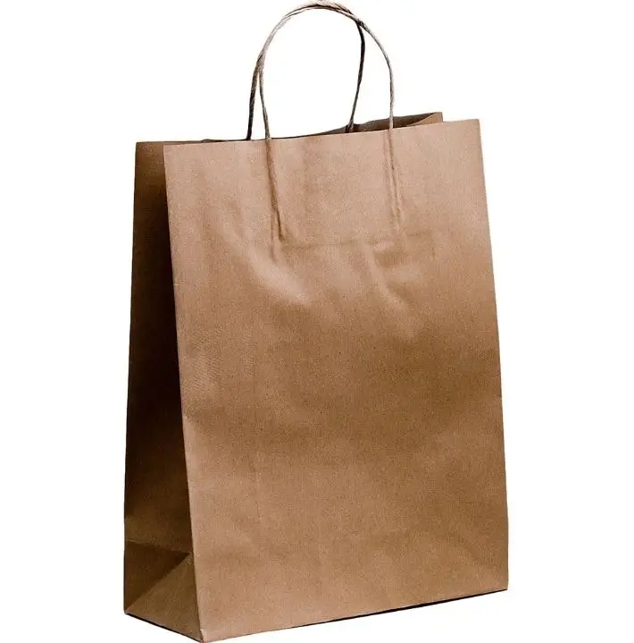 50x STRONG Kraft Paper Bags , Gift Carry Craft Brown Bag with Handles | 24x33x8cm Size