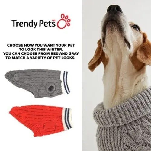 Trendypets Turtleneck Dog Jumper 2pk Knitted - Warm and Comfortable Pet Jumper 25cm