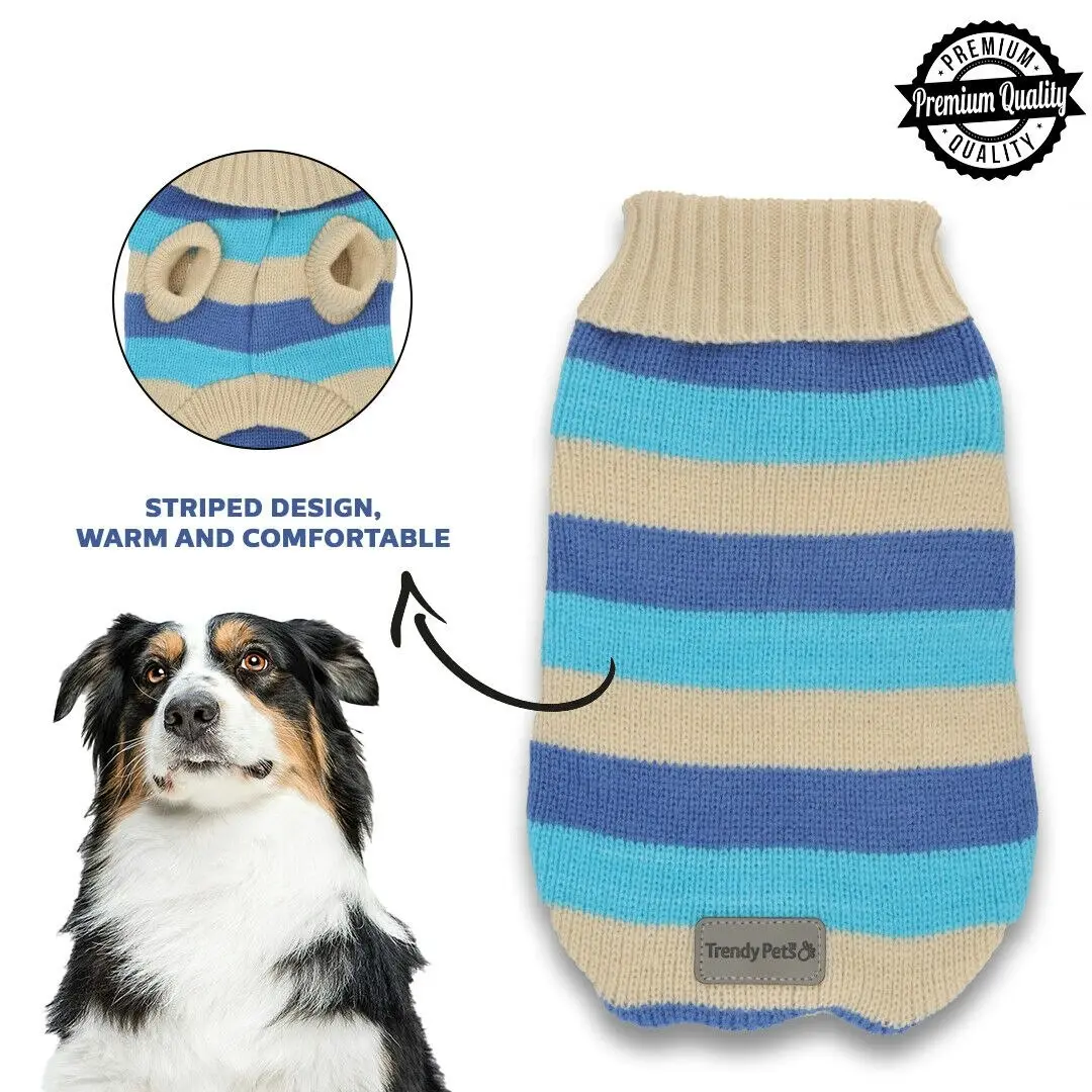 Trendypets Turtleneck Dog Jumper 2pk Striped - Warm and Comfortable Pet Jumper 25cm