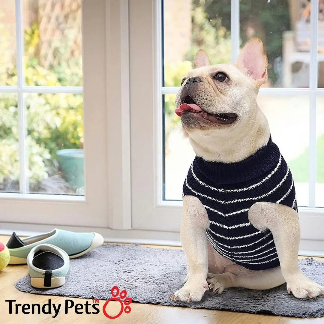 Trendypets Turtleneck Dog Jumper 2pk Striped - Warm and Comfortable Pet Jumper 25cm