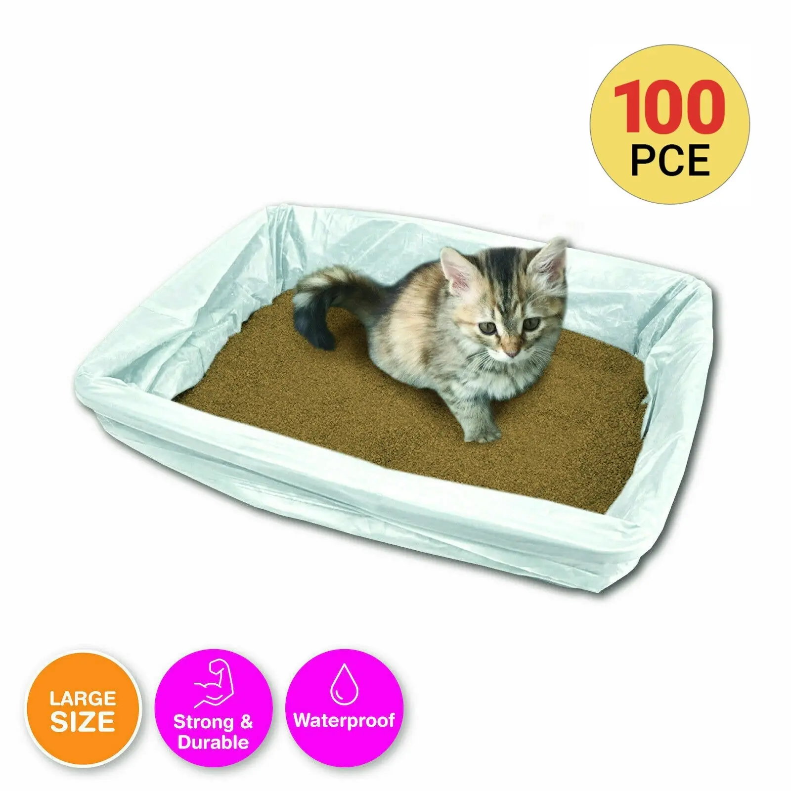 Pet Basic 100PCE Standard Litter Liner Bags Scratch/Tear Resistant Strong